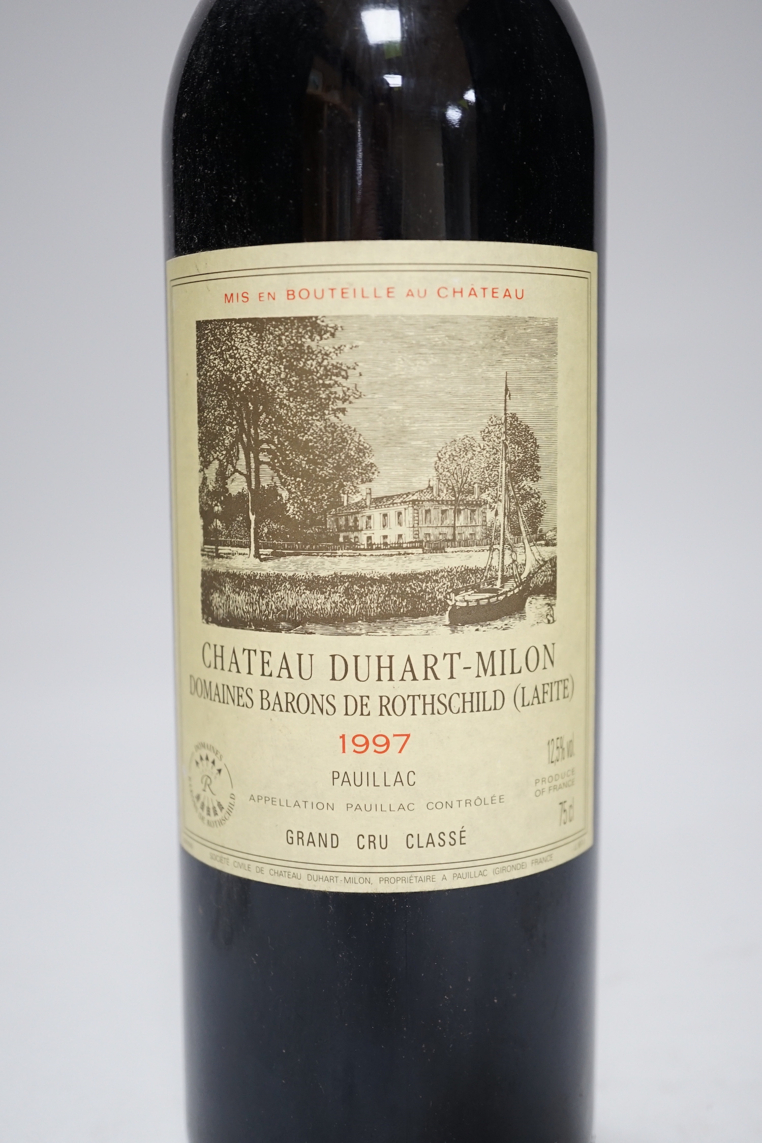 A bottle of Chateau Duhart-Milon Barons de Rothschild 1997